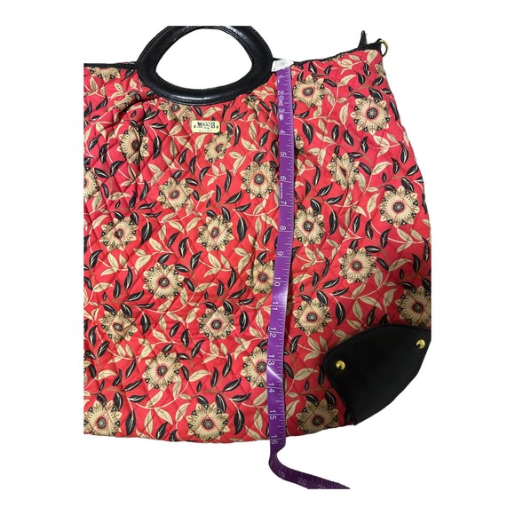 Maggie B Red Ditzy Floral Print Small Top Handle Tote - Picture 4 of 7